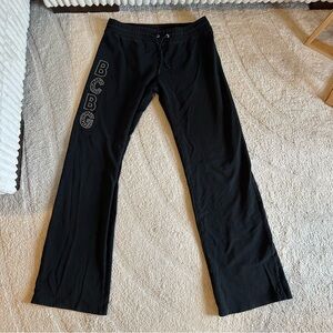 BCBGMAXAZRIA Y2K Rhinestone Embellished Black Sweatpants